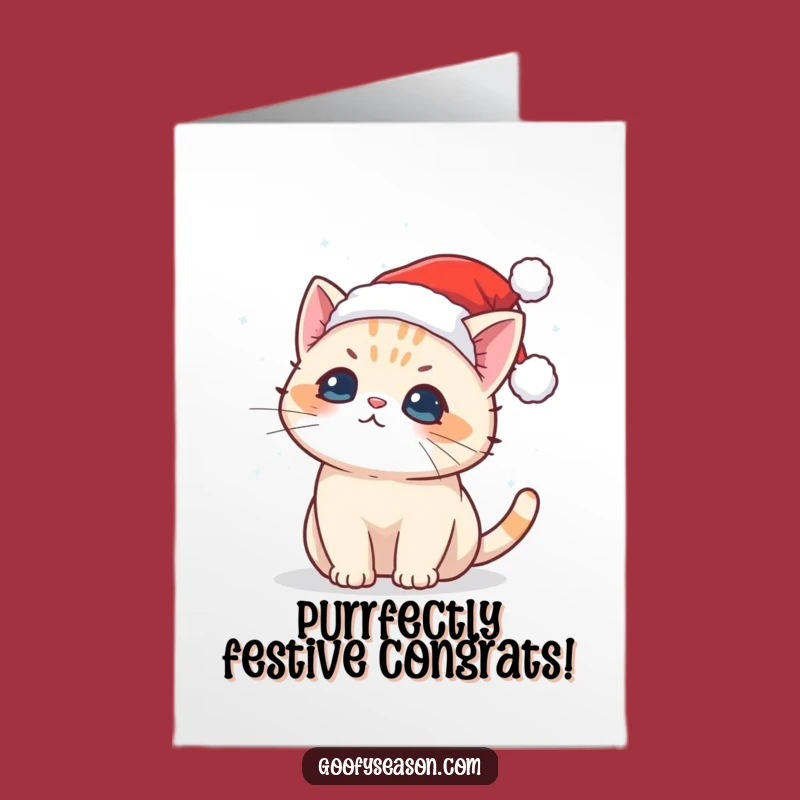 Free Printable Congrats Card: Kawaii Cat's Winter Celebration