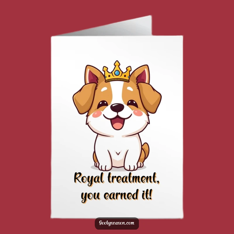 Free Printable Royal Dog Congratulations Card: Crown Feast Downloadable