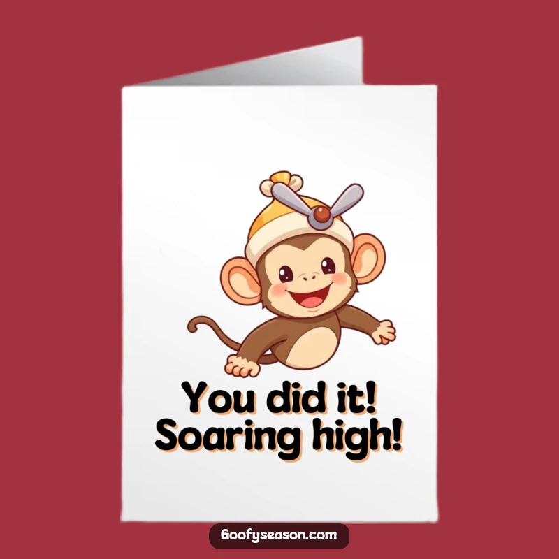 Free Printable Congrats Card: Monkey Pilot Celebrates Your Awesome Achievement
