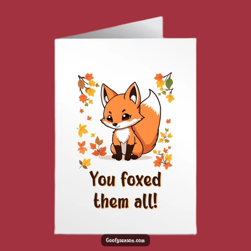 Free Printable Congrats Card: Swift Fox Victory, Autumnal Charm, Funny Download