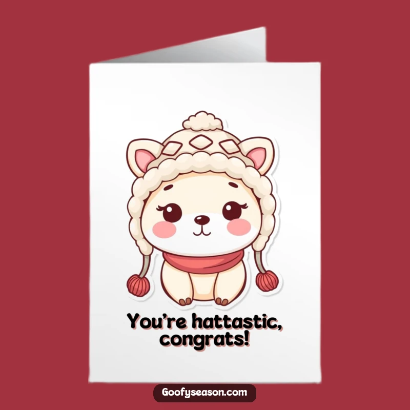 Free Printable Congratulations Card: Kawaii Hat Cheerful Cozy Funny Downloadable