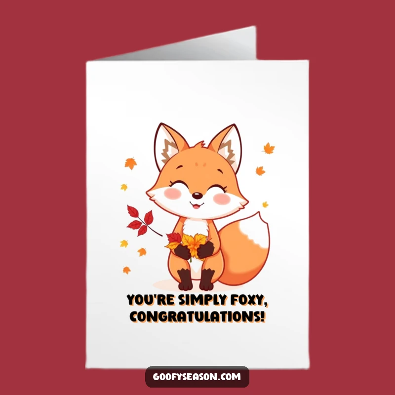 Free Printable Congrats Card: Cheerful Fox Autumn Leaves, Seasonal DIY