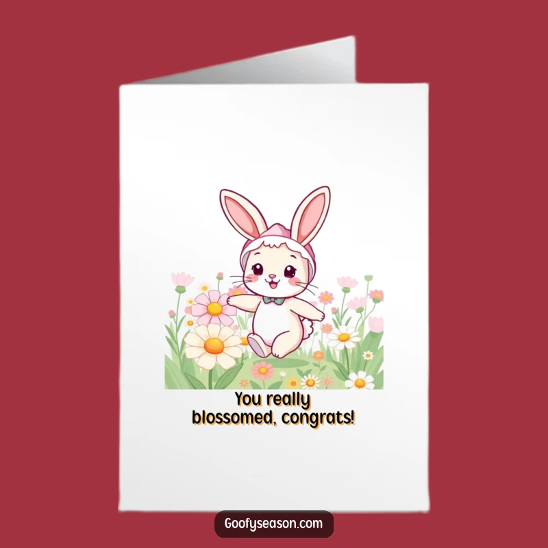 Free Printable Bunny Congrats Card: Springtime Hopper Celebrating Your Success!