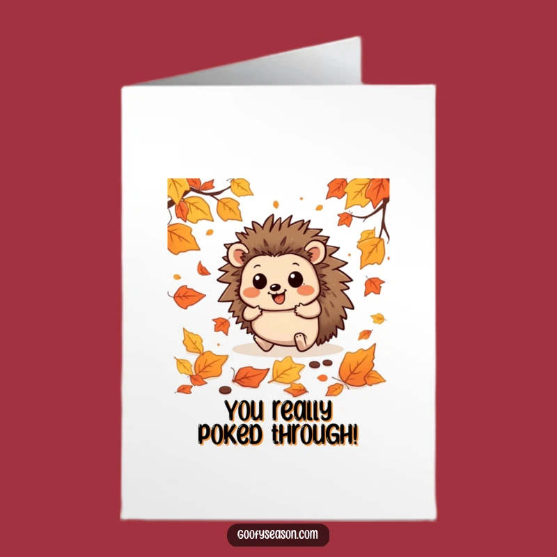 Free Printable Congrats Card: Hedgehog's Autumn Leaf Tumble