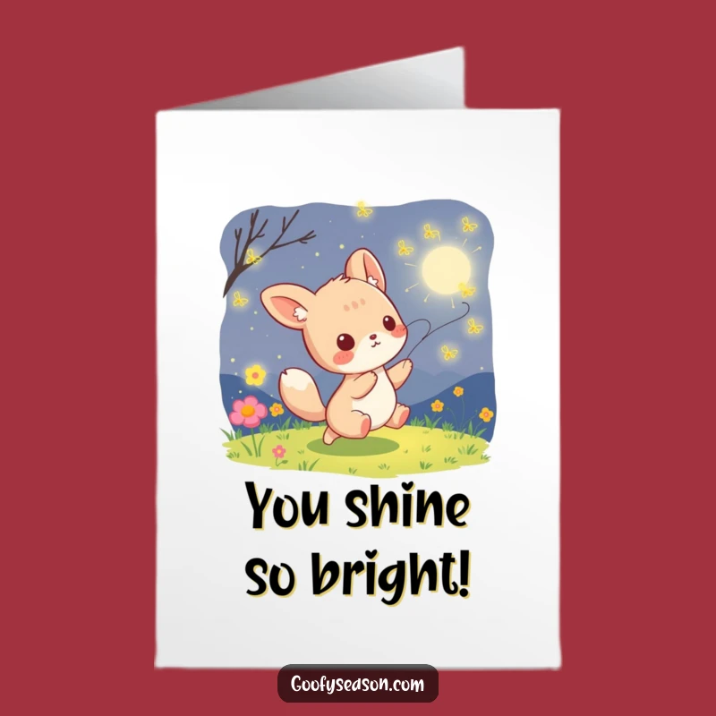 Free Printable Kawaii Firefly Congrats Card: Summer Night Funny Downloadable Celebration
