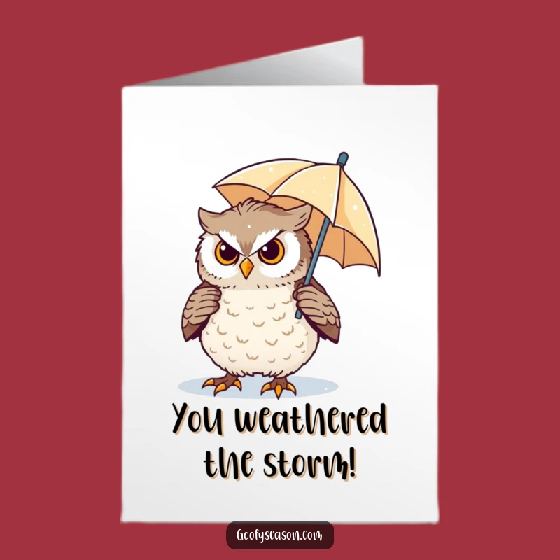 Free Printable Owl Blizzard Congratulations Card: Overcoming Adversity Downloadable Gift