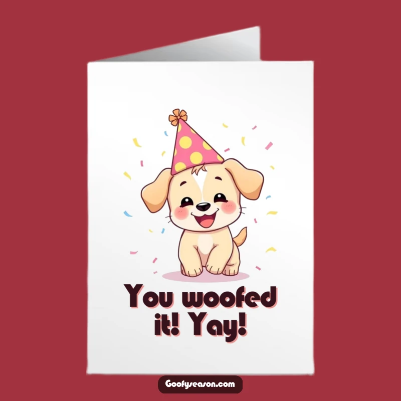 Free Printable Congrats Card Funny Puppy Confetti Hat Celebration Downloadable Gift