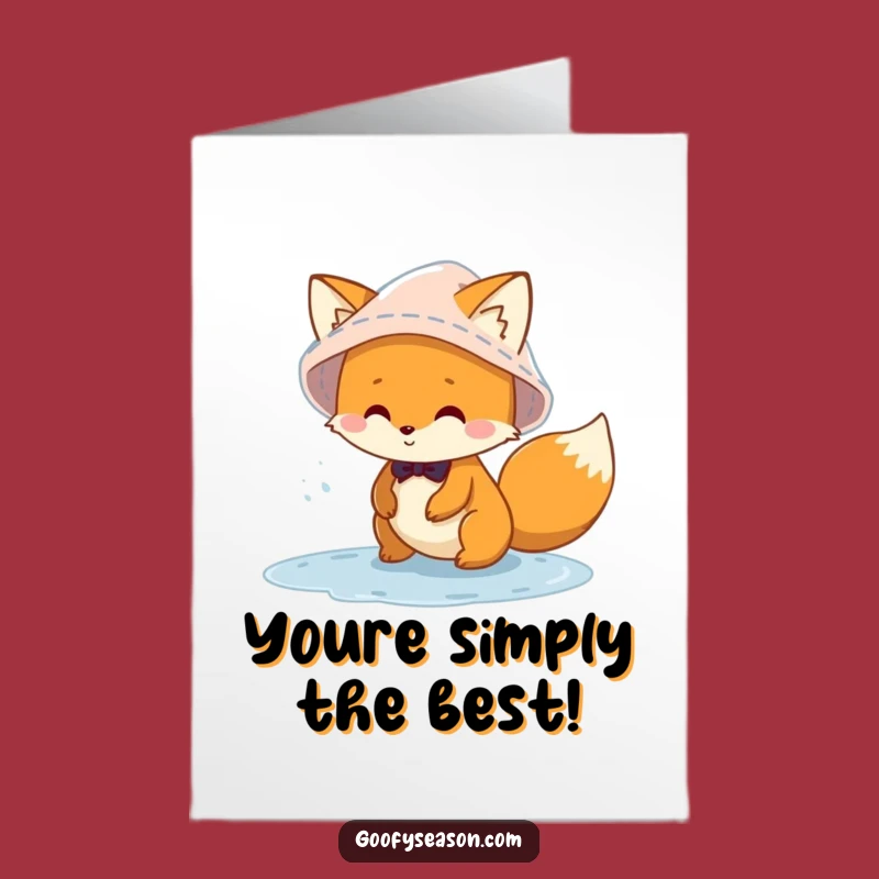 Free Printable Congrats Card: Fox Puddle Play Funny Downloadable Gift