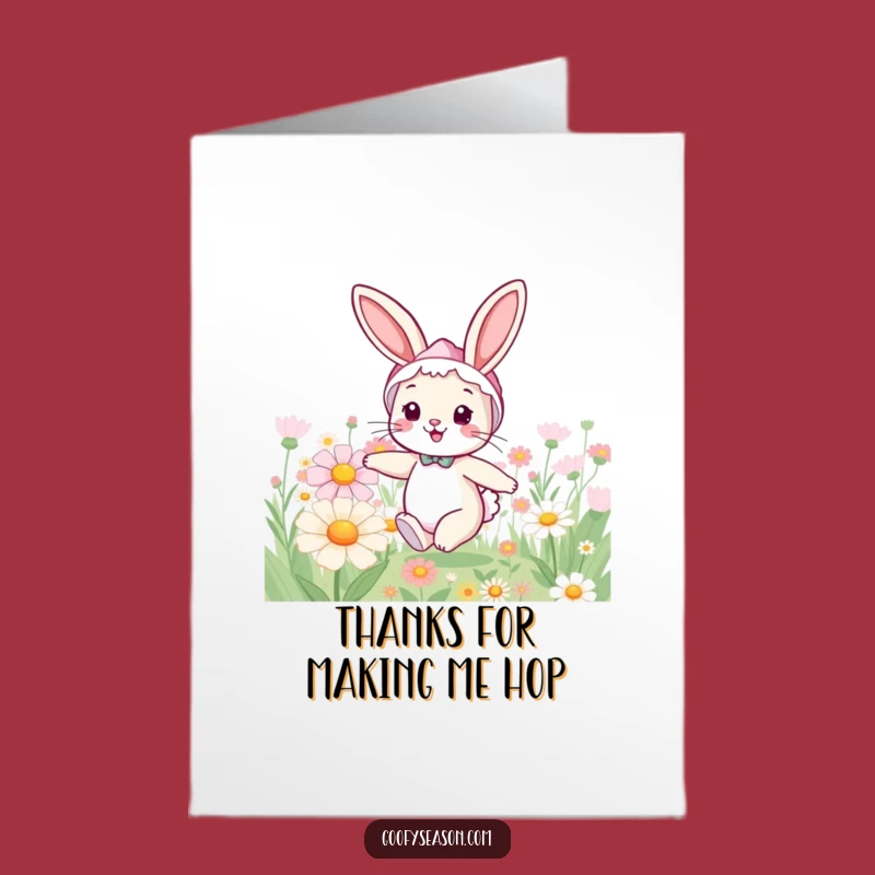 Free Printable Bunny Thank You Card: Hoppy Gratitude Among Giant Blooms!
