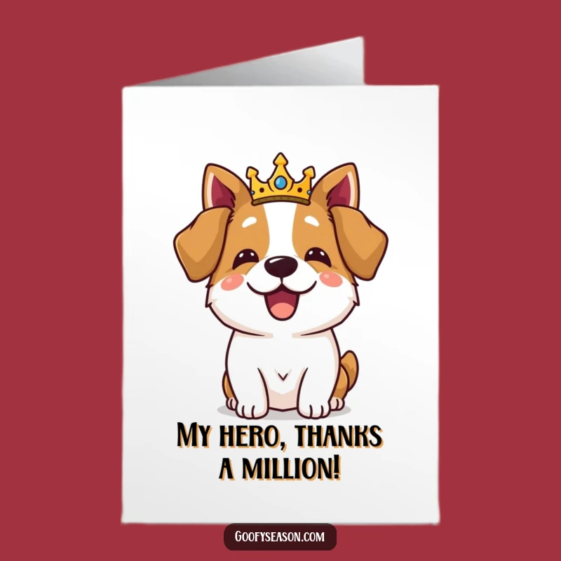 Free Printable Royal Dog Thank You Card: Crown Feast Downloadable