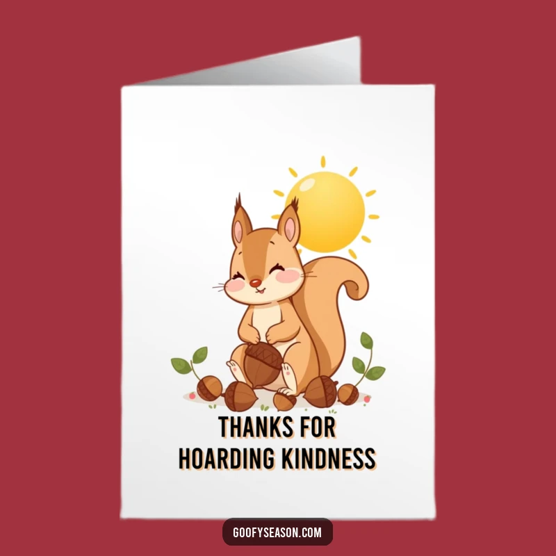 Free Printable Squirrel Thank You Card: Acorn Gratitude Downloadable Humor