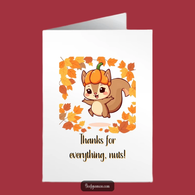 Free Printable Squirrel Thank You Card: Autumn Leaves Funny Downloadable Gift