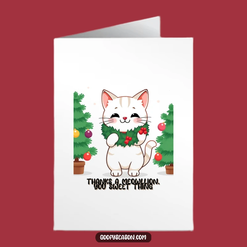 Free Printable Thank You Card Funny Cat Wreath Decorating Gratitude Downloadable Gift