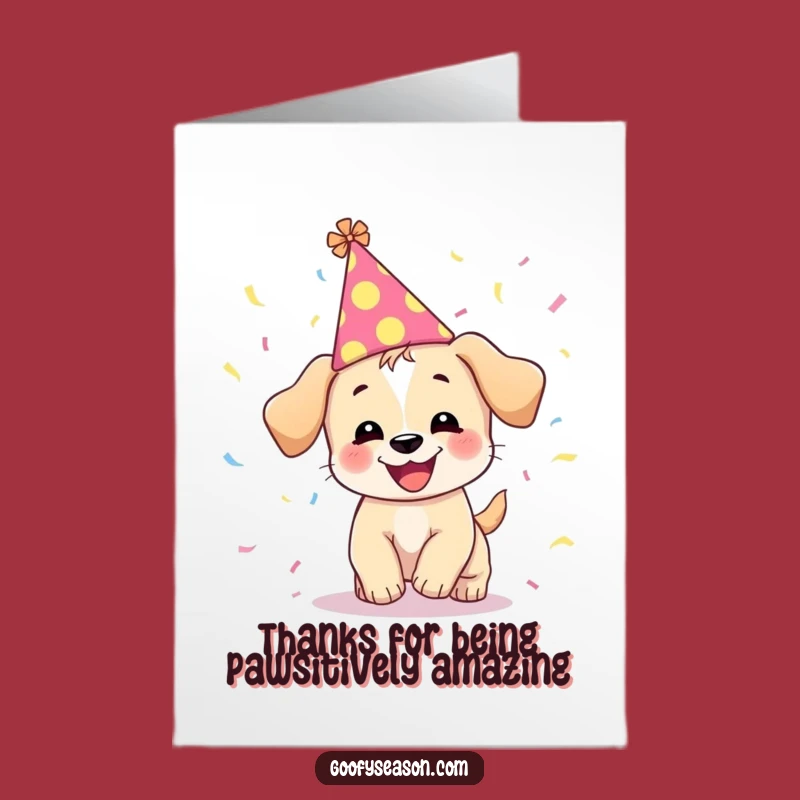 Free Printable Thank You Card Funny Puppy Confetti Gratitude Downloadable Gift