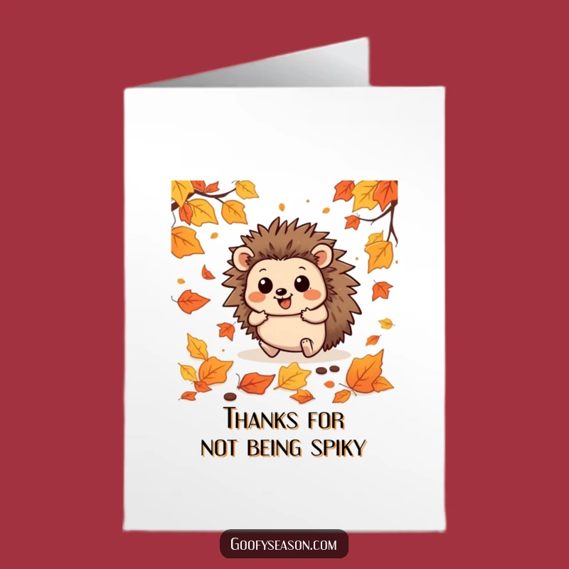 Free Printable Thank You Card: Hedgehog's Autumn Leaf Thanks