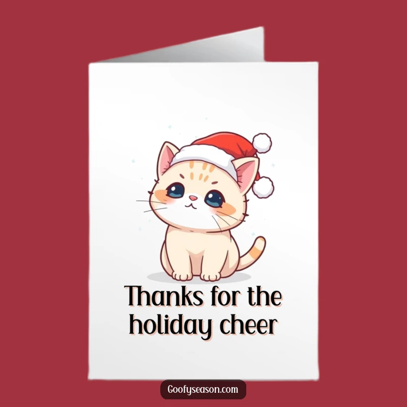 Free Printable Thank You Card: Kawaii Cat's Snowy Thanks