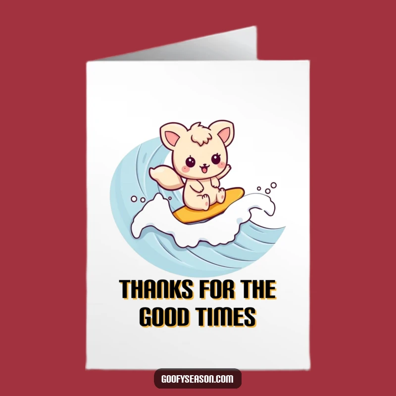 Free Printable Thank You Card: Kawaii Surfer Gratitude Funny Downloadable