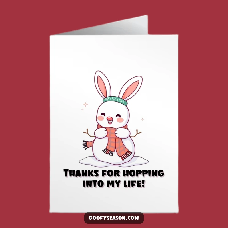 Funny Free Printable Thank You Card: Bunny Snowman Decorating Gratitude, DIY