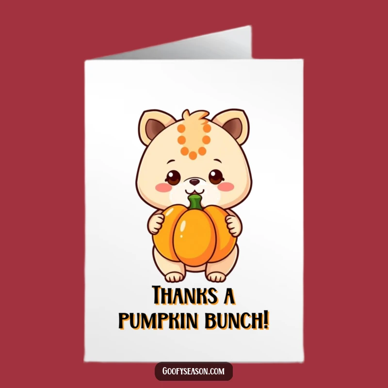 Free Printable Thank You Card: Kawaii Pumpkin Grateful Smile Funny Downloadable