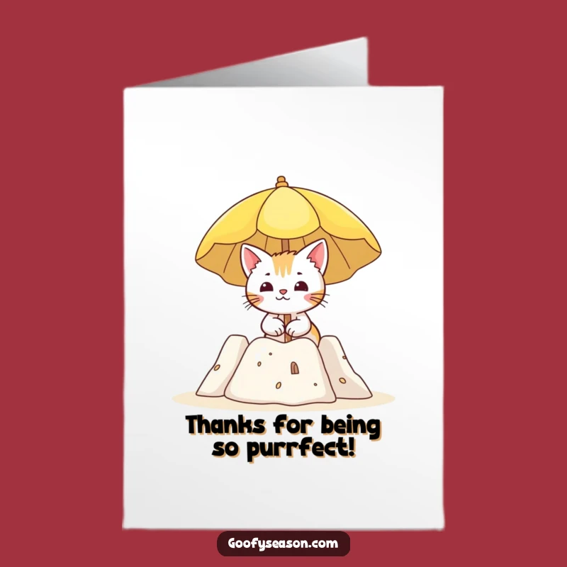 Funny Free Printable Thank You Card: Cat Beach Sandcastle Gratitude, Relaxing DIY