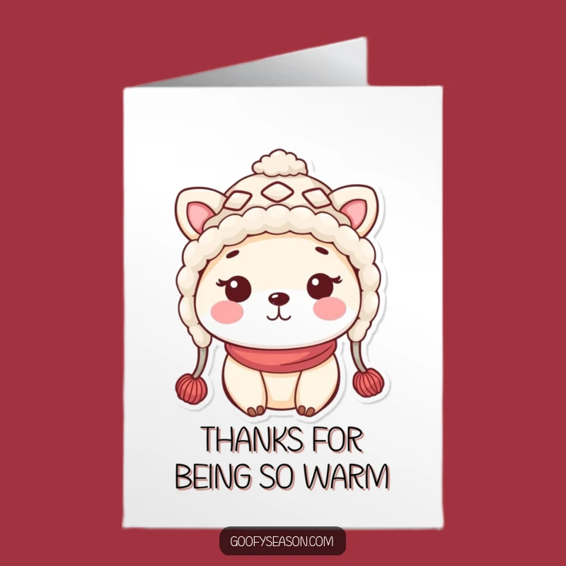 Free Printable Thank You Card: Kawaii Cozy Hat Thanks Funny Downloadable