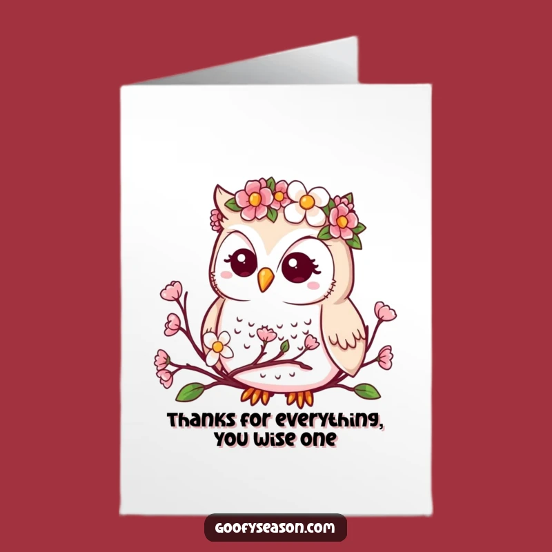 Free Printable Thank You Card: Kawaii Owl Blooms With Gratitude!