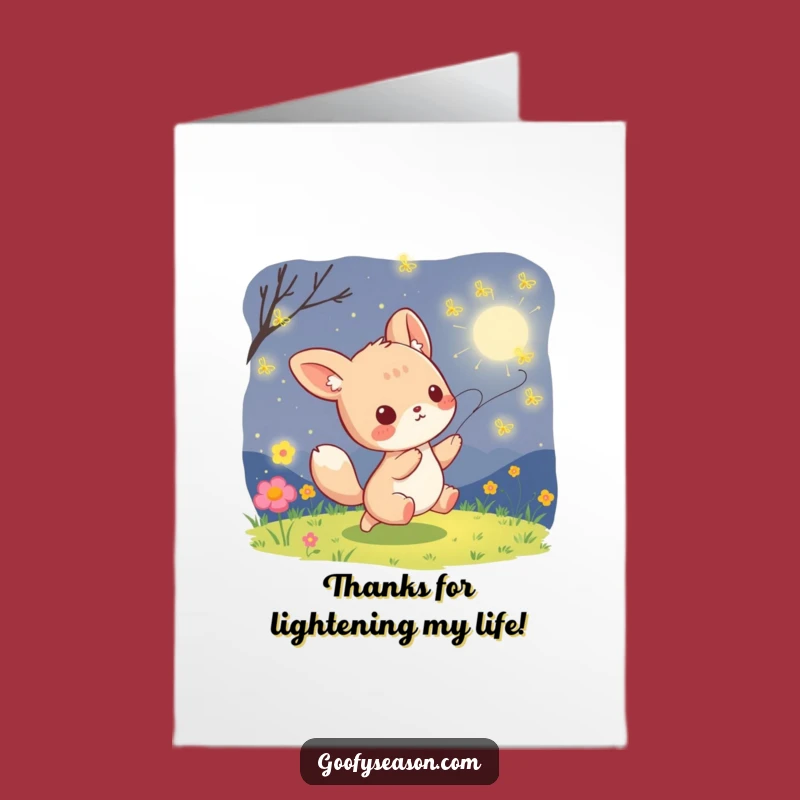 Free Printable Kawaii Firefly Thank You Card: Summer Night Funny Downloadable Gratitude