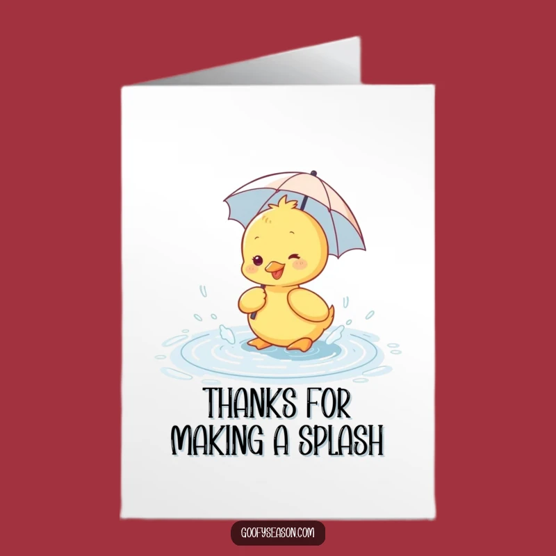 Free Printable Thank You Card Funny Duckling Umbrella Splash Downloadable Gift