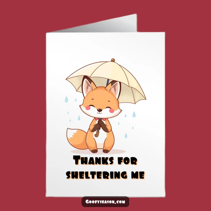 Free Printable Thank You Card: Spring Kawaii Fox Umbrella for Your Gratitude