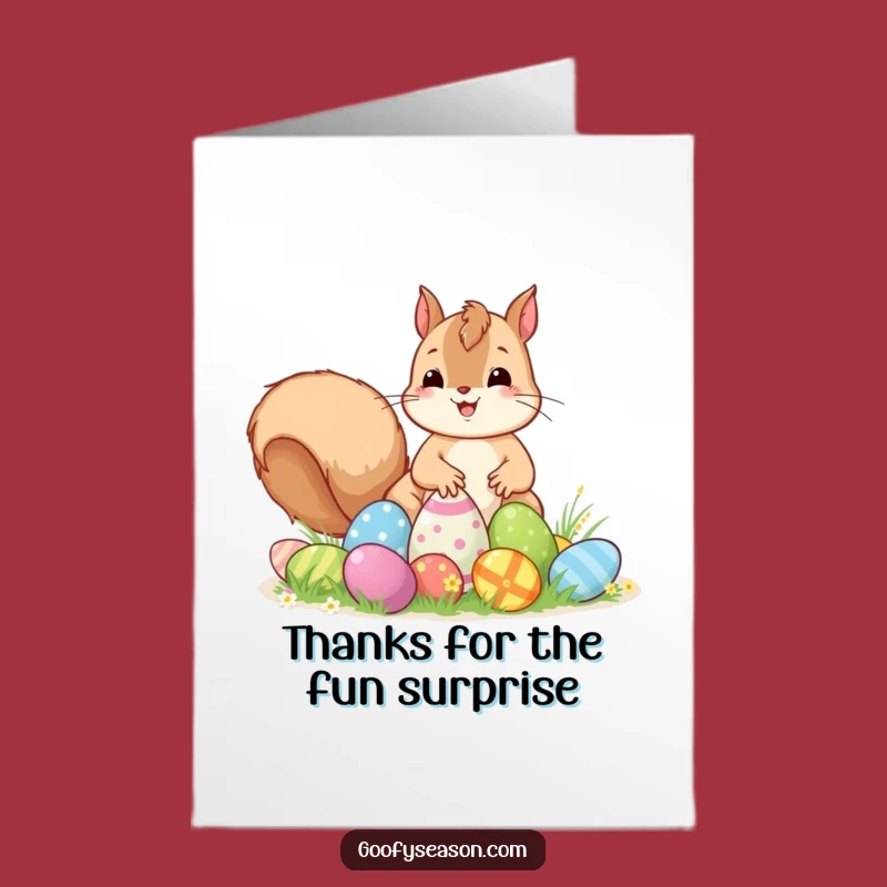 Free Printable Thank You Card: Easter Kawaii Squirrel Egg Hunt Gratitude