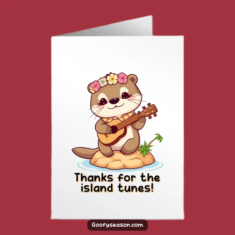 Free Printable Thank You Card: Otter Ukulele Island Gratitude Download