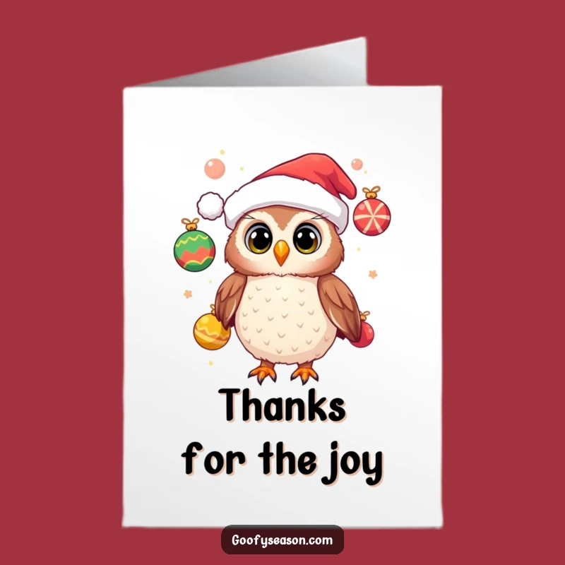 Free Printable Thank You Card: Owl's Juggling Thanks Funny Downloadable Gift