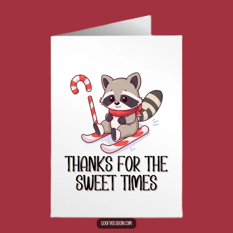 Free Printable Thank You Card: Raccoon Sledding Sweet Gratitude