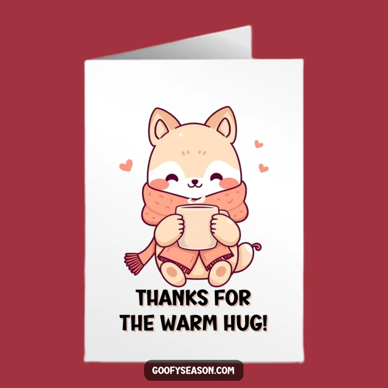Free Printable Thank You Card: Kawaii Cozy Animal - Thanks a Latte!