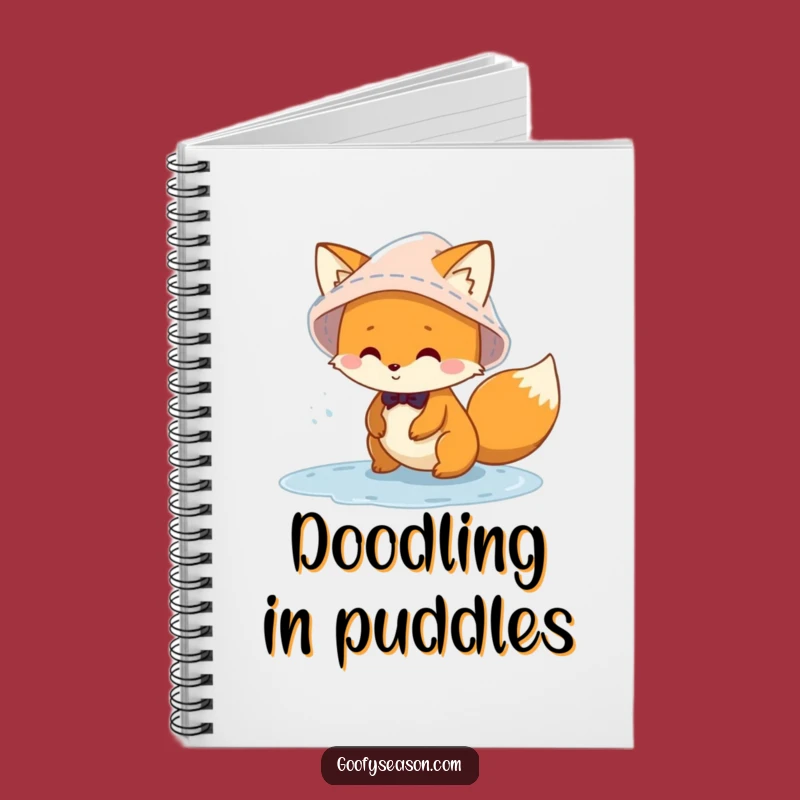 Funny Fox Puddle Notebook: Jot Down Ideas with Mischievous Rain Flair
