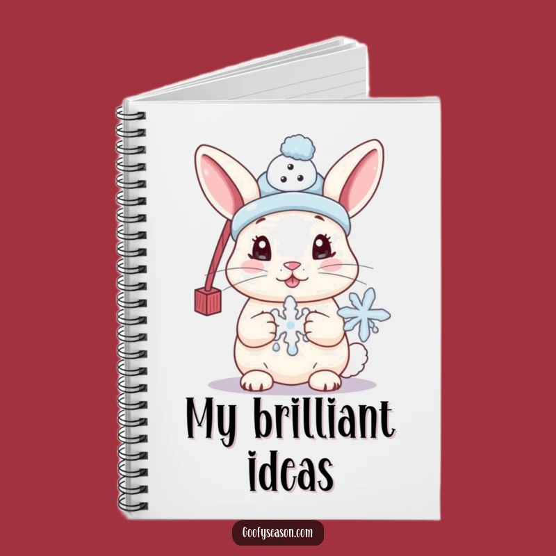 Funny Bunny Notebook, Winter Journal, Cute Writing Gift