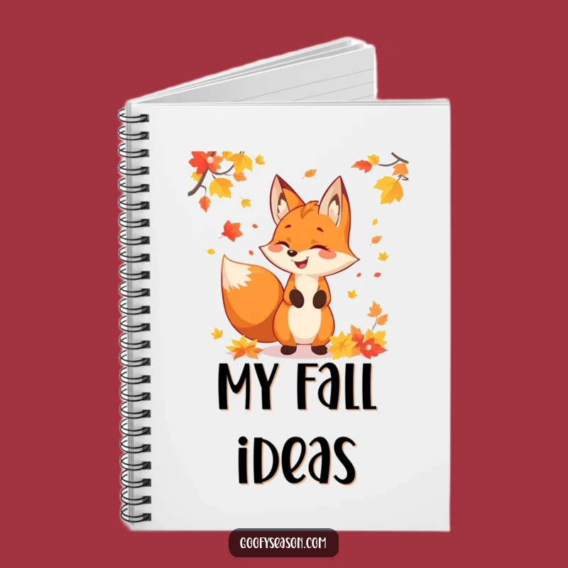 Funny Fox Autumn Leaves Notebook - Jot Down Fall Ideas with Festive Flair