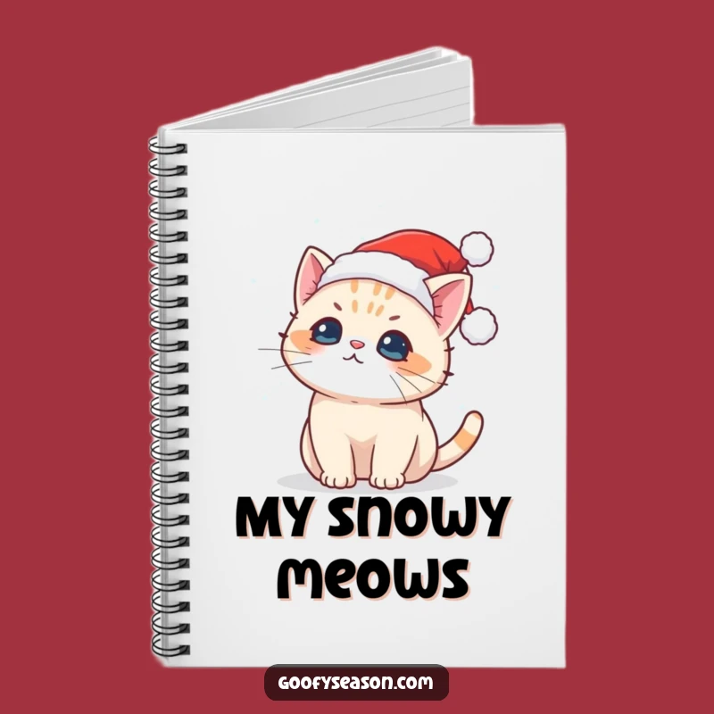 Funny Kawaii Cat Snowflake Notebook: Cute Santa Cat Journal Gift