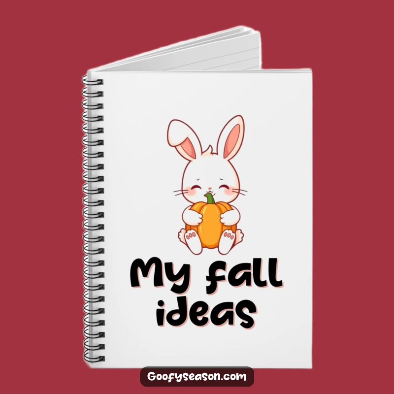 Funny Kawaii Autumn Bunny Notebook - Shy Smile Pumpkin Journal Gift