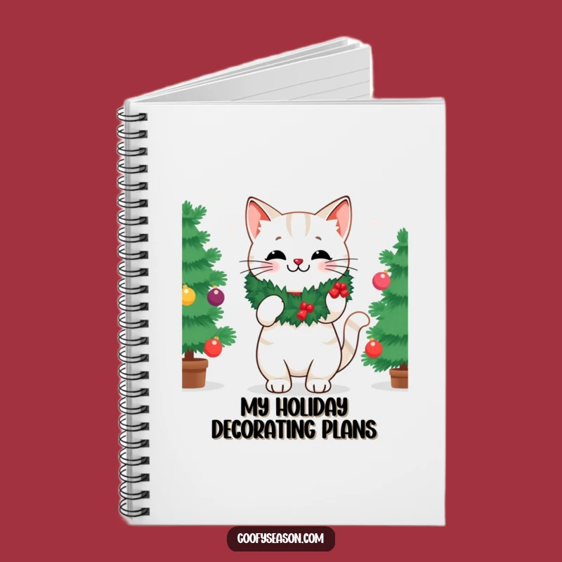 Funny Festive Cat Wreath Notebook - Hilarious Journal & Gift Idea