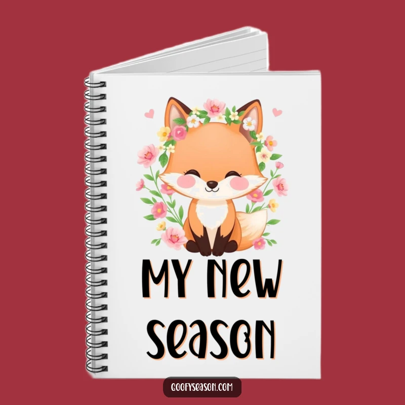 Funny Fox Notebook, Spring Journal, Floral Writing Gift