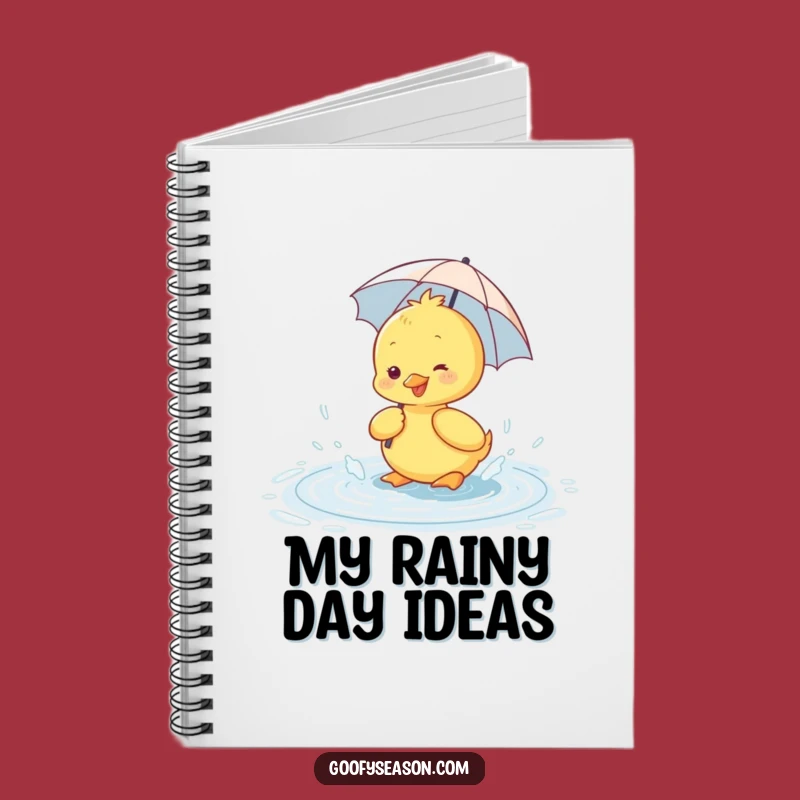 Funny Duckling Umbrella Notebook - Cheerful Rainy Day Journal Gift