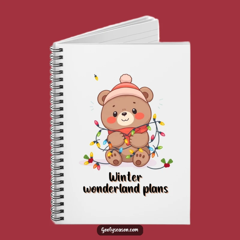 Funny Kawaii Winter Bear Notebook - Festive Lights Tangle Journal
