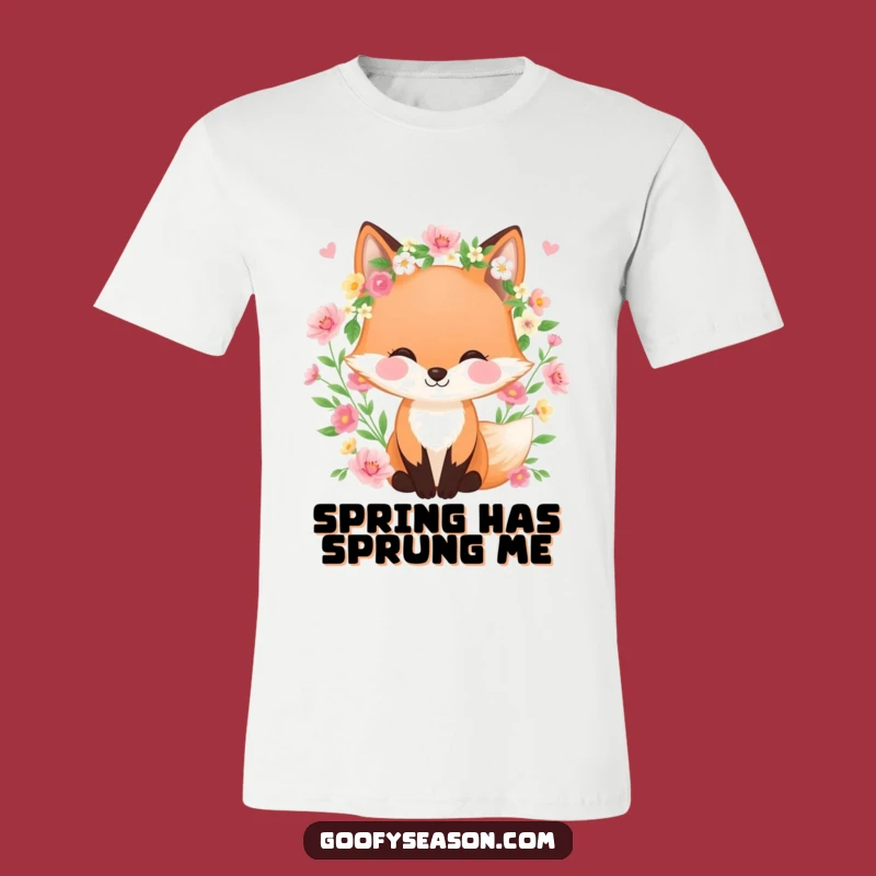 Funny Fox T-Shirt, Spring Wreath Style, Floral Nature Gift