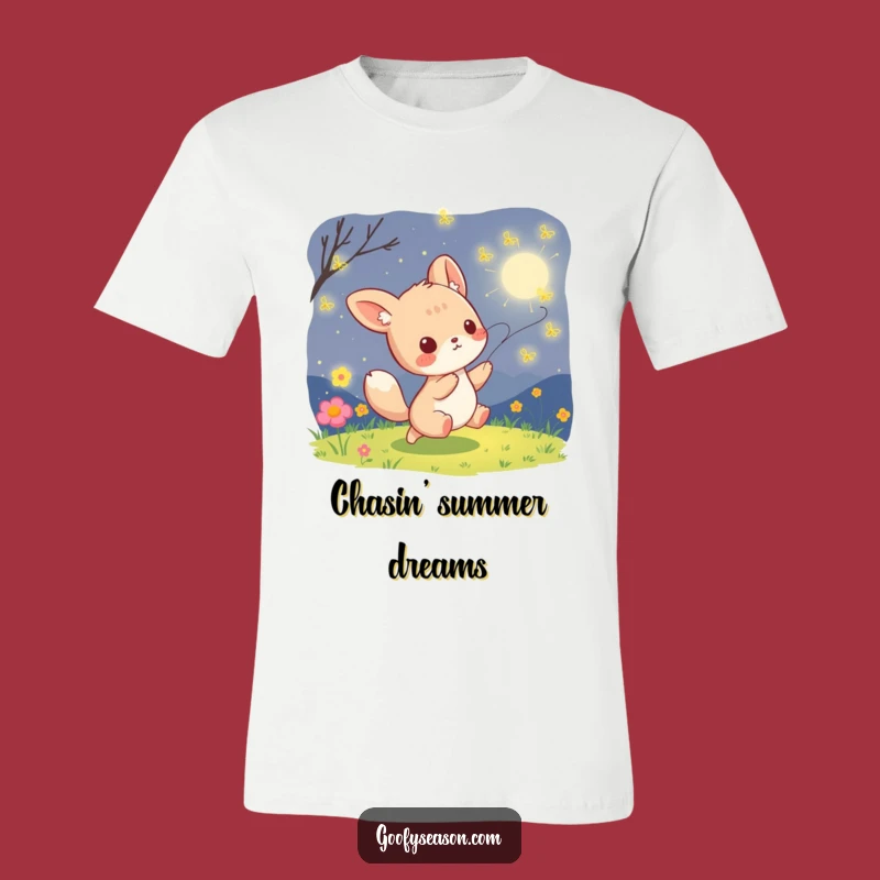 Funny Kawaii Firefly Chase T-Shirt - Whimsical Summer Night Apparel Gift