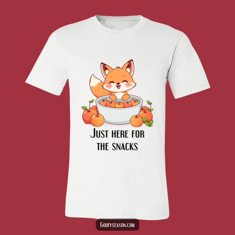 Funny Kawaii Fox Apple Bobbing T-Shirt: Wearable Fun for Autumn Adventures