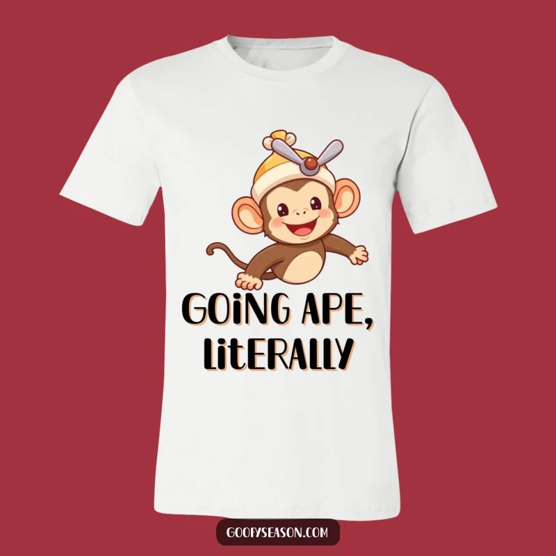 Funny Monkey Pilot T-Shirt: Cheerful Character Flying, Perfect Summer Gift
