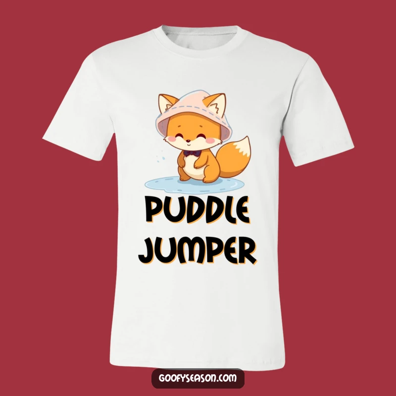 Funny Fox Puddle T-Shirt: Mischievous & Hilarious Rain Gear