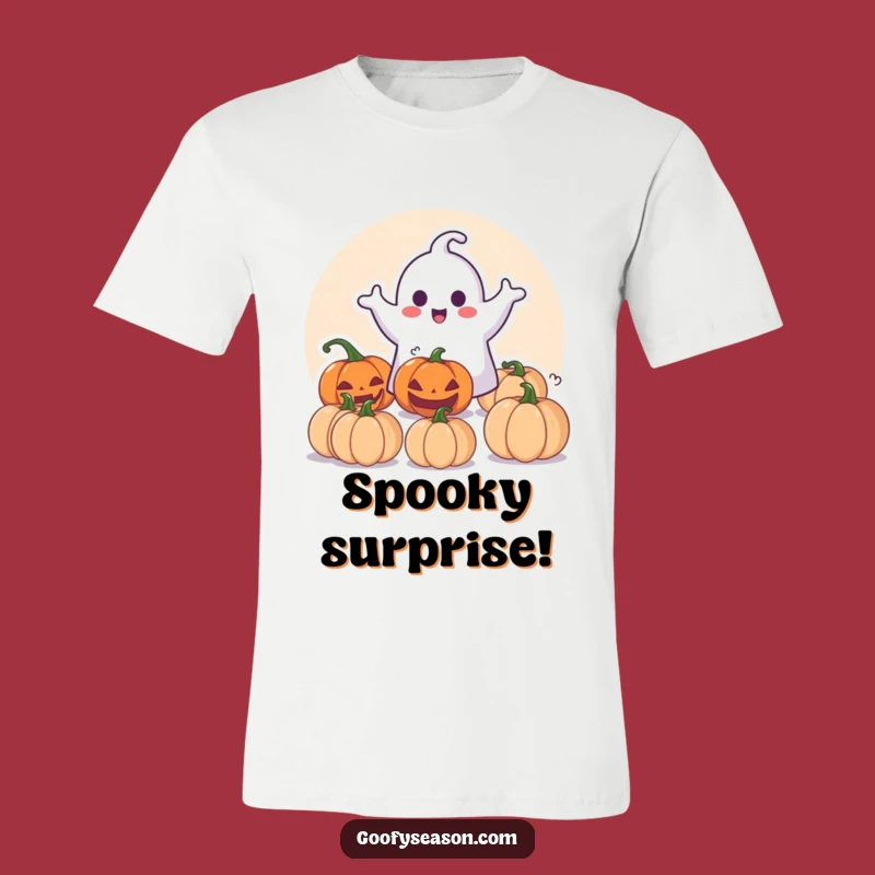 Funny Spooky Surprise T-Shirt: Happy Ghost & Pumpkins Halloween Character Tee Gift