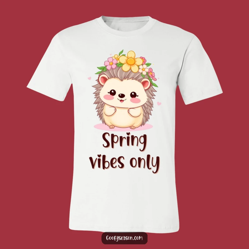Funny Kawaii Hedgehog Flower Crown T-Shirt - Springtime Vibes